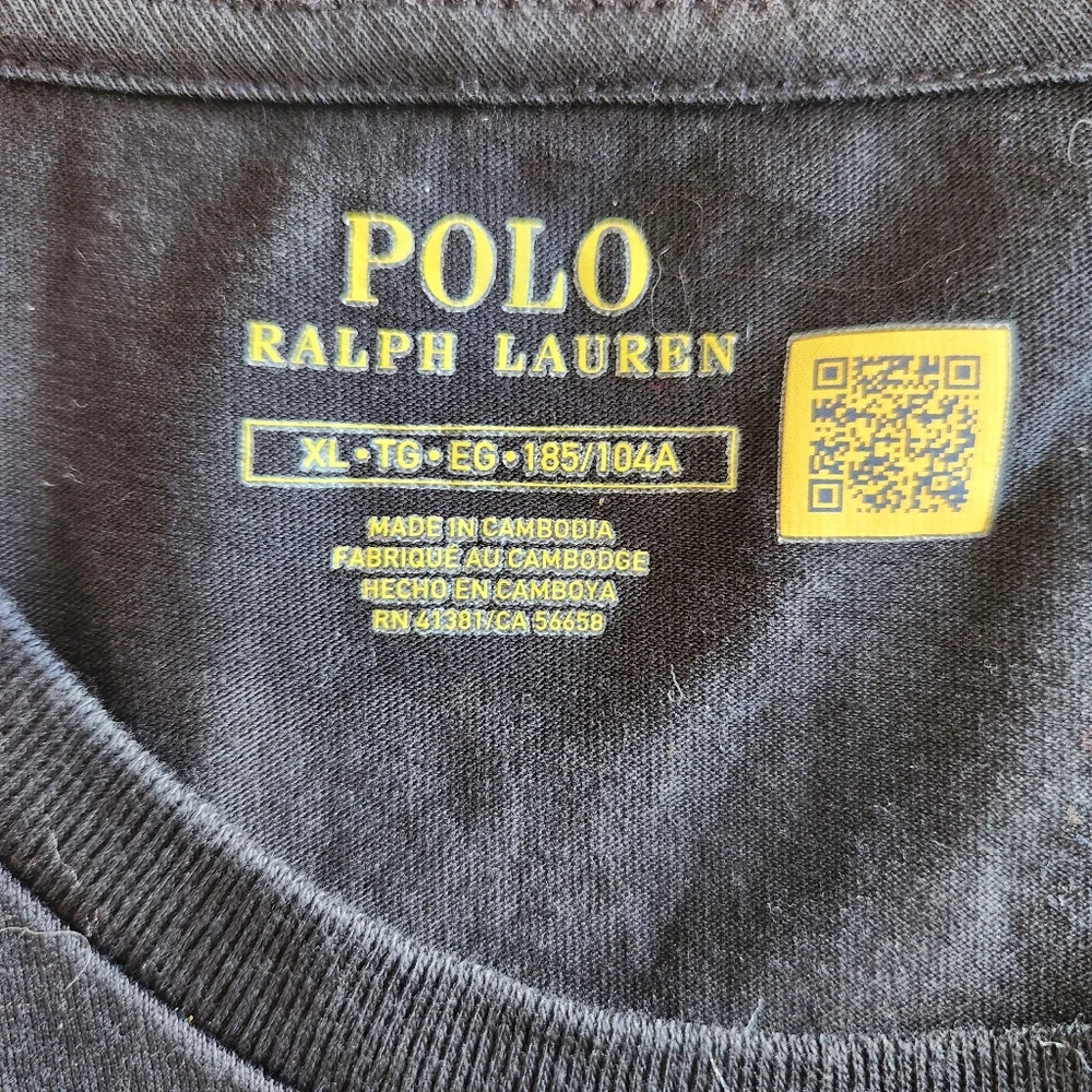 Polo Ralph Lauren Black Classic Long Sleeve T Shirt Red Pony Crewneck Size XL